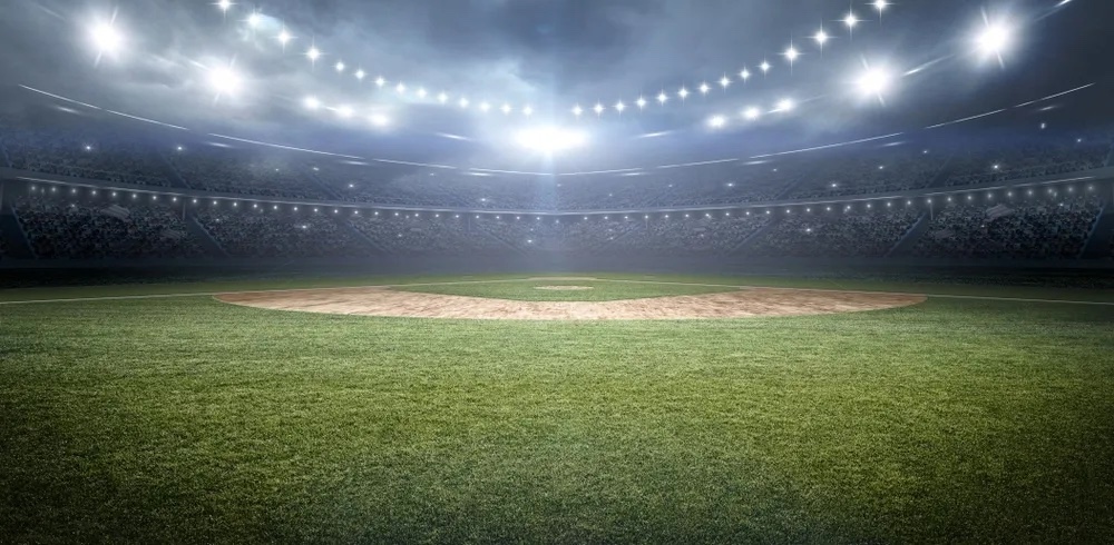 Baseball Field with lights on